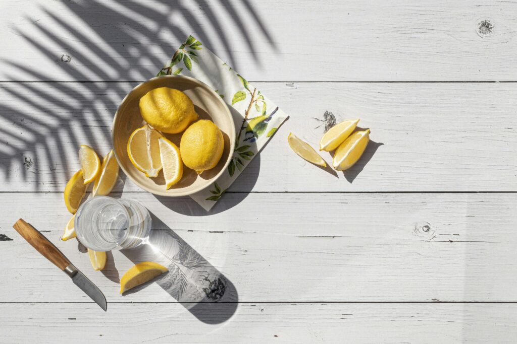 Lemon water representing being relaxed at a spa and enjoying a moment of calm